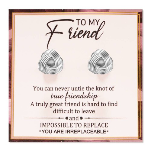 Jeka Friendship Gifts for Women Friends, Love Knot Hypoallergenic Earrings  Studs for Women Best Friend Graduation