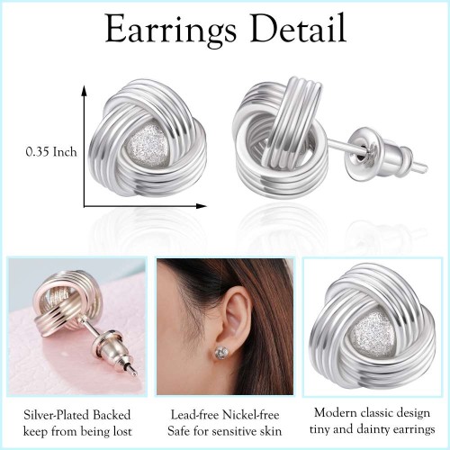 Jeka Friendship Gifts for Women Friends, Love Knot Hypoallergenic Earrings  Studs for Women Best Friend Graduation